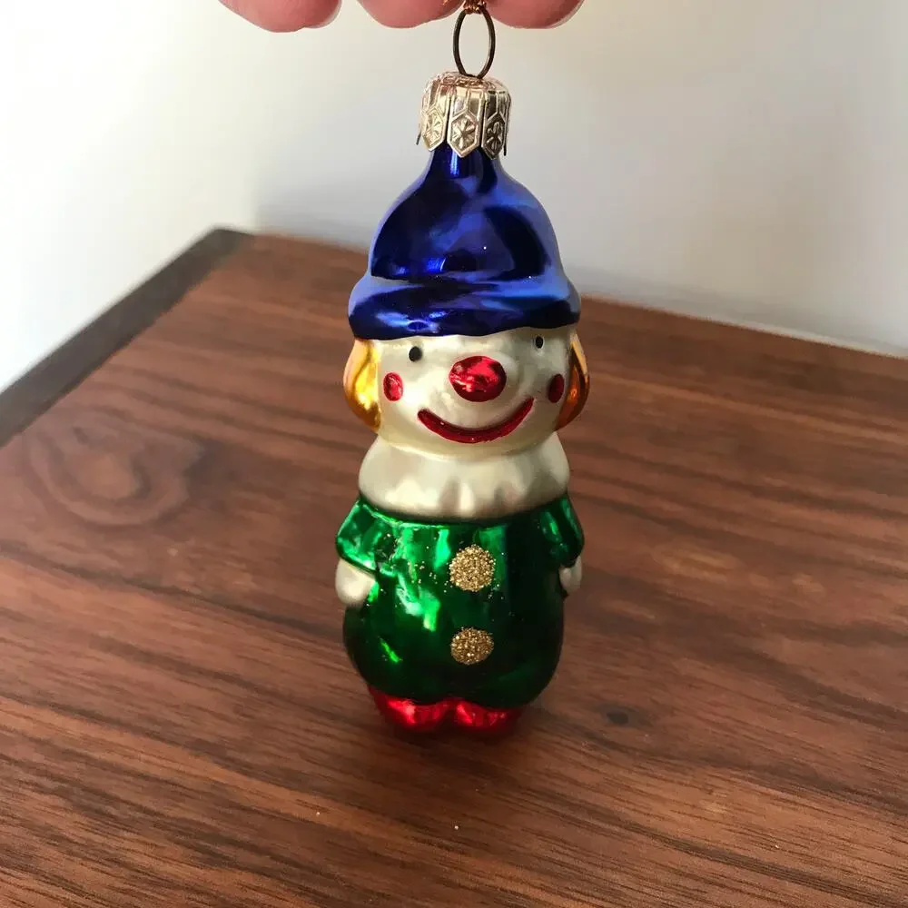 Vintage Clown Hand-Blown Glass Christmas Ornament, Czech Republic